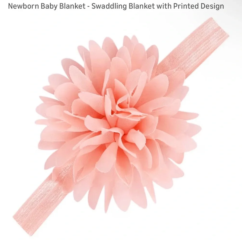 Floral Baby Swaddle and Pink Flower Headband Set